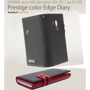 Z1015XHXPERIA acro HD docomo SO-3D / au IS12S@P[X@ Prestige color Edge Diary Light Gold摜3XV