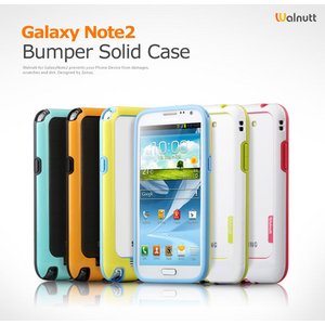 ★GALAXY Note2★Walnutt Bumper Solidメンソール+グレー 