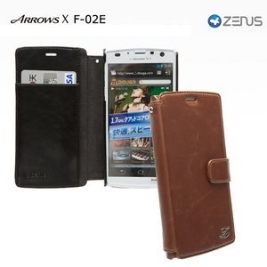 z1724af02 【zenus】(ARROWS X F-02Eケース)マステージ ヘリテッジ ダイアリー [カードポケット付き ストラップホール有り] -Black