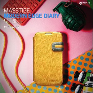 docomo【GALAXY S4 SC-04E】Zenus Masstige Modern Edge Diary（マステージ モダンエッジダイアリー） レザーケース☆ イエロー＆グレー