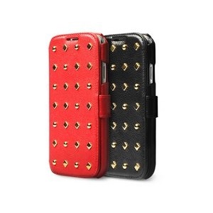 【GALAXY S4 SC-04E】Zenus Prestige Rock Stud（プレステージ ロックスタッズ） レザーケース☆高級本革-レッド