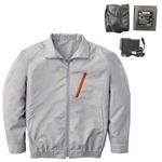 空調服 ポリエステル製長袖ブルゾン P-500BN 【カラー：シルバー サイズ M】 リチウムバッテリーセット