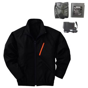 空調服 ポリエステル製長袖ブルゾン P-500BN 【カラー：ブラック サイズXL】 リチウムバッテリーセット