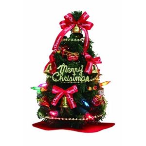 【クリスマス】デコレーションツリー 18cm レッド カラーライト付 15275