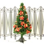【クリスマス】180cm光ファイバーツリー(クリスマスツリー ポインセチア/赤・金) T401-180