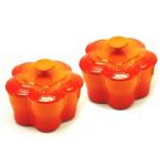 ル・クルーゼ （Le Creuset） ラムカンフルール Ｓ（フタ付き） ペアセット オレンジ＆オレンジ