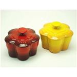 ル・クルーゼ （Le Creuset） ラムカンフルール Ｓ（フタ付き） ペアセット チェリーレッド（赤）＆ディジョンイエロー