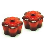 ル・クルーゼ （Le Creuset） ラムカンフルール Ｓ（フタ付き） ペアセット チェリーレッド（赤）＆チェリーレッド（赤）