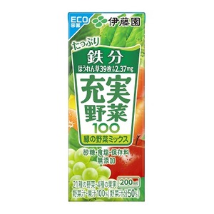【まとめ買い】伊藤園 充実野菜 緑の野菜 紙パック 200ml×24本（1ケース）