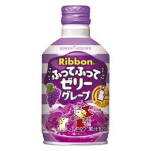 【まとめ買い】ポッカサッポロ Ribbon ふってふってゼリー グレープ 275ml ボトル缶 48本入り（24本×2ケース）
