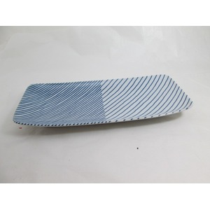 白山陶器 重ね縞 長焼皿 25×11cm