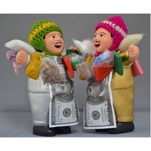 【エケコ人形15cm GOLD & SILVER】光沢ゴールド（銀色） と光沢シルバー２体セット（ペルー直輸入）
