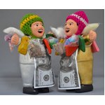 【エケコ人形15cm GOLD & SILVER】光沢ゴールド（銀色） と光沢シルバー２体セット（ペルー直輸入）