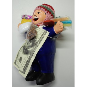 【エケコ人形19cm】 L サイズのエケコ人形・色はブルー（青色） 当店モデル（ペルー直輸入）