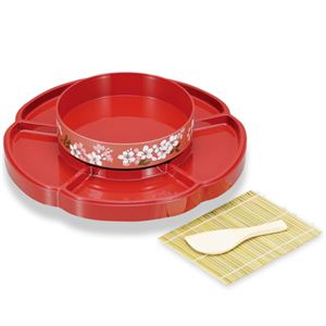 お重・お弁当箱 ランチボックス 宇野千代 梅型回転オードブル 手巻付 ピンク 加賀桜height=100