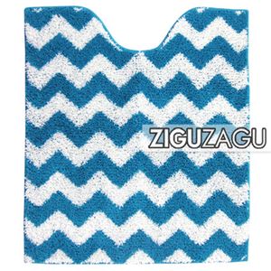 オカトー トイレマット 足元マット ZIGUZAGU ロング ブルー