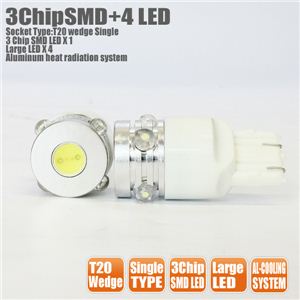 ���Ғʂ�̖��邳�������I 3CHIP SMD LED+LARGE LED X4 T20�E�F�b�W�V���O���� �� 2�Z�b�g�摜����1