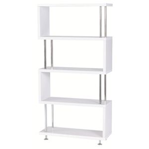 ジグザグラック (デザインラック) 4段 スチール 幅80cm×高さ158cm BUS-15WH ホワイト (白)