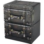 アンティーク調チェスト/タンス 【Traver Furniture】 2段 木製(杉)/合成皮革 IW-872