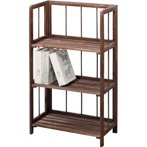 収納棚(フォールディングシェルフ3L) 木製 3段 幅50cm LFS-363BR ブラウン