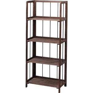 収納棚(フォールディングシェルフ4L) 木製 4段 幅50cm LFS-364BR ブラウン 