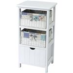 キルトトールチェスト/タンス 木製(桐) バスケット収納 張地/綿(コットン)100% MIP-681WH ホワイト(白)