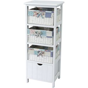 キルトトールチェスト/タンス 木製(桐) バスケット収納 張地/綿(コットン)100% MIP-682WH ホワイト(白)