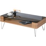コーヒーテーブル 長方形 スチール/強化ガラス製 棚収納付き PT-582ZB