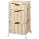 ラタンチェスト/タンス 3段 木製(籐)/スチール 幅42cm×奥行35cm×高さ76cm WCK-331NA ナチュラル
