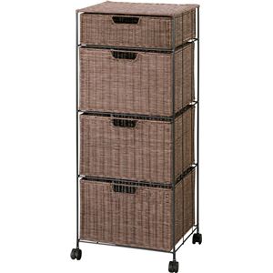 ラタンチェスト/タンス 4段 木製(籐)/スチール 幅43cm×奥行35cm×高さ101cm WCK-332BR ブラウン