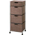 ラタンチェスト/タンス 4段 木製(籐)/スチール 幅43cm×奥行35cm×高さ101cm WCK-332BR ブラウン