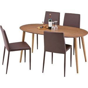 【単品】木製ダイニングテーブル(バル) 木製 オーバル型 4人掛けサイズ NET-546WAL