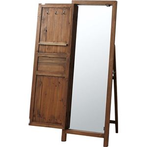 スタンドミラー(ドアミラー) ソーレ 全身姿見鏡 高さ134cm 木製 TSM-13BR ブラウン