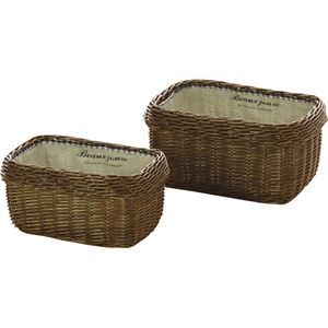 布付きバスケット2個セット 木製(柳) AKB-308SET