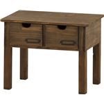 引出し収納付きミニテーブル 木製(杉) AKB-242BR ブラウン 【完成品】