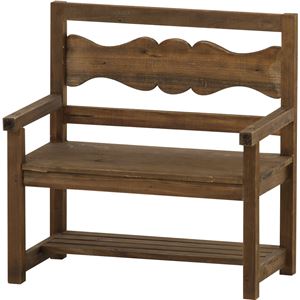 ミニベンチ ロータイプ 木製(天然木) 高さ38cm AKB-247BR ブラウン 【完成品】