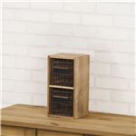 引き出し付BOX2段 AKB-427BR ブラウン 【完成品】
