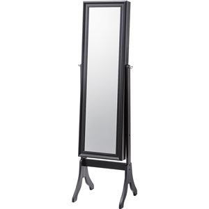 収納付きスタンドミラー 全身姿見鏡 飛散防止フィルム加工 高さ154cm CHM-001BK ブラック(黒)