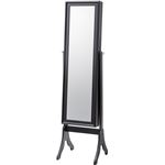 収納付きスタンドミラー 全身姿見鏡 飛散防止フィルム加工 高さ154cm CHM-001BK ブラック(黒)