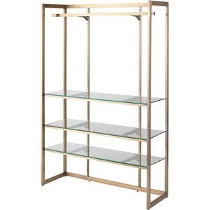 強化ガラス棚収納付きハンガーラック/ウォールディスプレイラック スチール 幅121cm×H180cm DIS-321