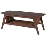 センターテーブル【エルヴィ】 木製(天然木) 棚収納付き NRT-424【完成品】