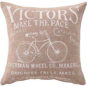 プリントクッション 自転車柄 正方形 45cm×45cm コットン (綿)入り ［インテリア雑貨］ TTC-107BE ベージュ