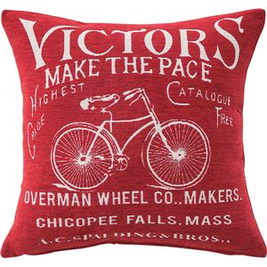 プリントクッション 自転車柄 正方形 45cm×45cm コットン (綿)入り ［インテリア雑貨］ TTC-107RD レッド (赤)