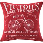 プリントクッション 自転車柄 正方形 45cm×45cm コットン (綿)入り ［インテリア雑貨］ TTC-107RD レッド (赤)