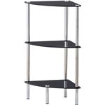 強化ガラスコーナーラック 3段 高さ62cm SMJ-102BK ブラック (黒) 