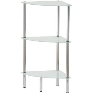 強化ガラスコーナーラック 3段 高さ62cm SMJ-102WH ホワイト (白) 