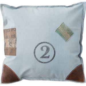 クッション 正方形 45cm×45cm コットン (綿)/本革 ［インテリア雑貨］ ［インテリア雑貨］ TTC-211A