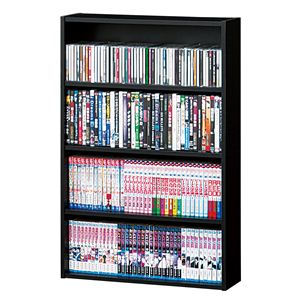 コミック収納棚(本棚) 【4段】 幅60cm 小型サイズ ブラック(黒) 【組立】