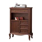 アンティーク調FAX台/電話台 木製 幅61cm 扉/引き出し収納付き 猫足 【完成品】