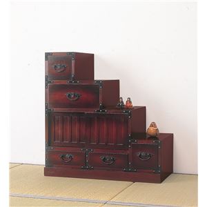 民芸調タンス/階段箪笥 【右下がり/幅67cm】 木製(桐) 【完成品】